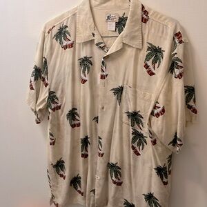 Men’s Hawaiian Cherokee Waikiki Wear Shirt Sz L Palm Trees